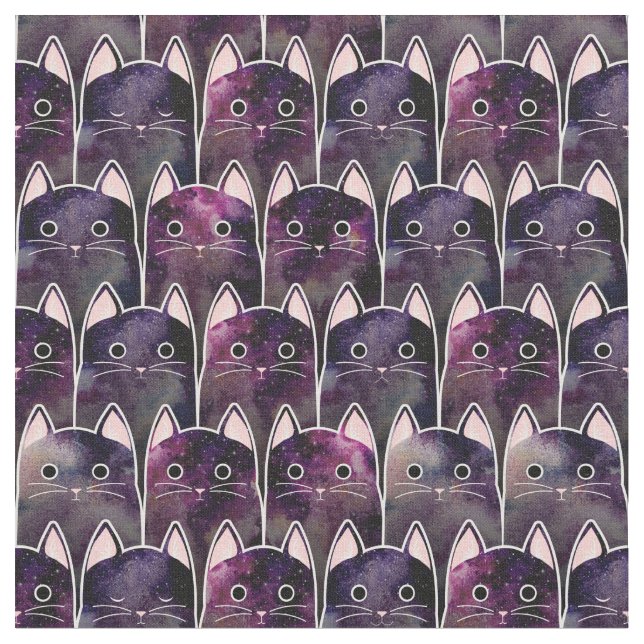 Tissu Beaucoup de Motif de chats galaxy (Fermer)