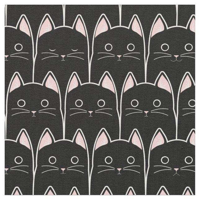 Tissu Beaucoup de Motif de chats noirs (Fermer)