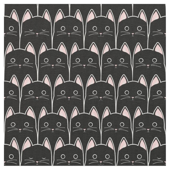 Tissu Beaucoup de Motif de chats noirs (Fermer)