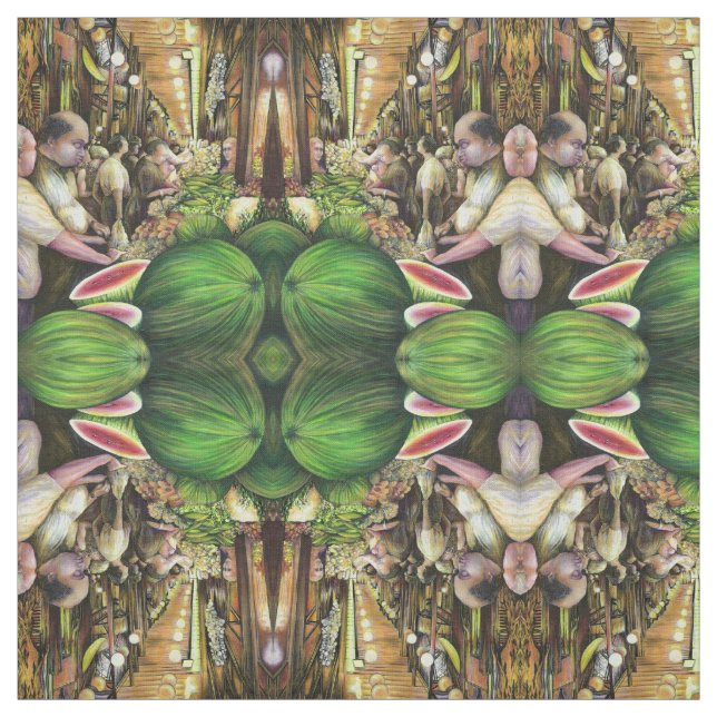Tissu Beaucoup d'hommes, beaucoup de melons, Budapest (Échantillon)