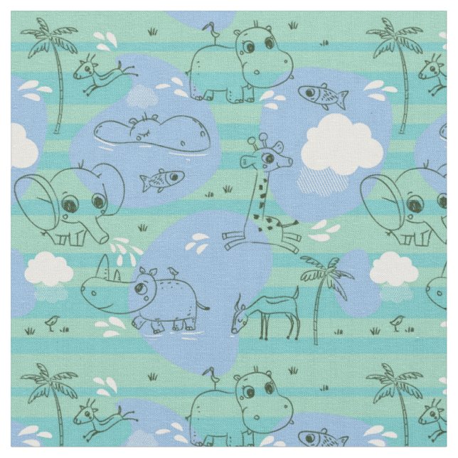 Tissu Beaux animaux jouant avec de l'eau 3 (Fermer)