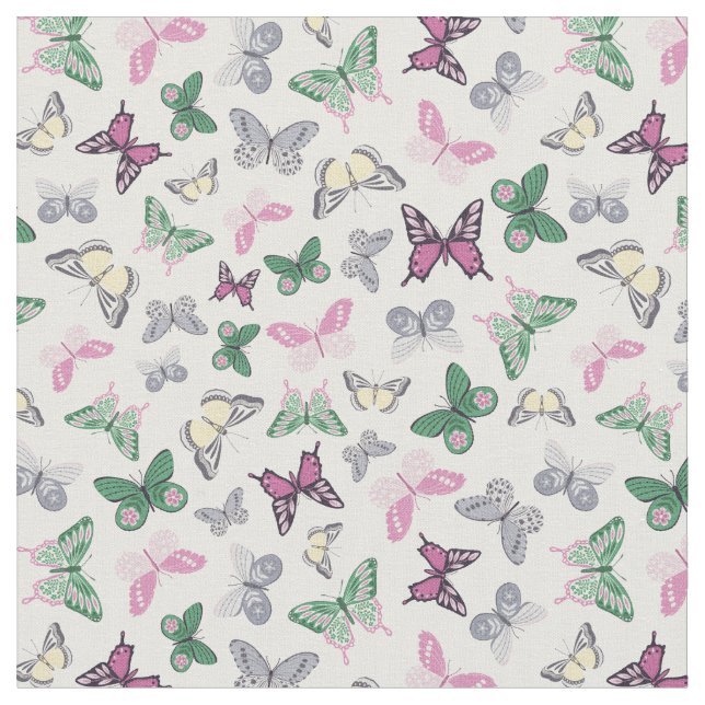 Tissu Beaux papillons de printemps colorés (Fermer)