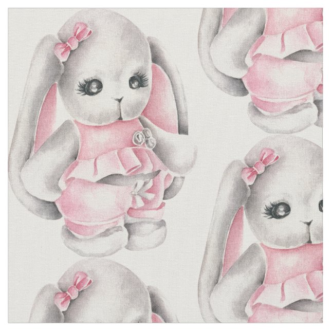 Tissu Bébé adorable lapin rose lapin lapin (Fermer)