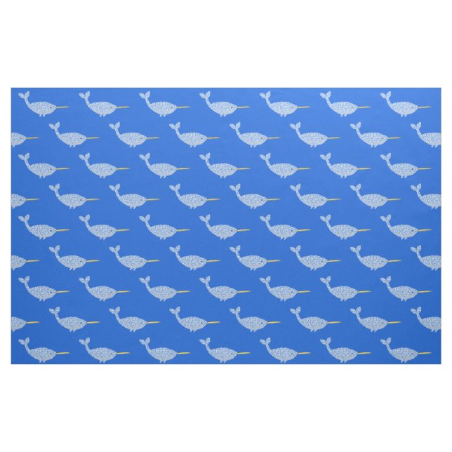 Tissu Bébé Bleu Cute Garçon Narwhal Motif (Fat Quarter)