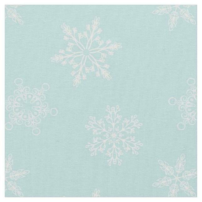 Tissu Bébé Bleu Snowflakes Motif de Noël (Fermer)