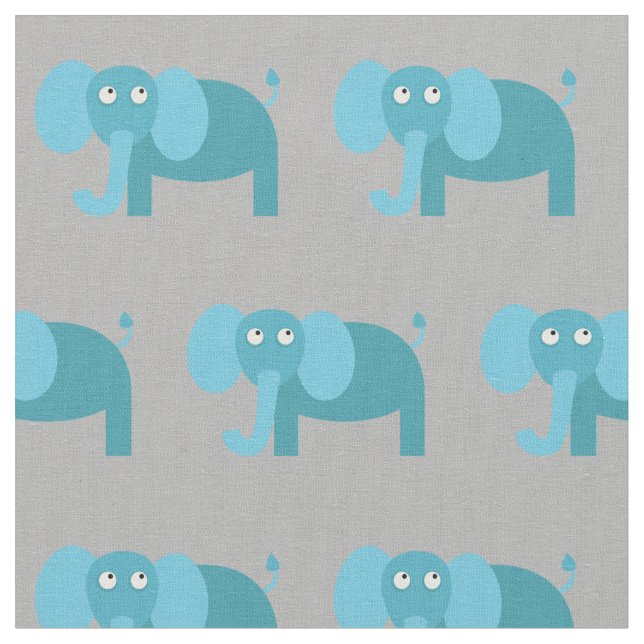 Tissu Bébé Eléphant mignon Nursery Gris (Fermer)