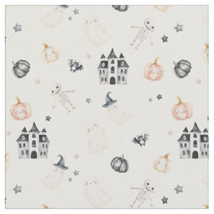 Tissu Bébé Halloween squelette fantôme citrouille châtea