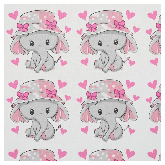 Tissu Bébé mignon Eléphant fille (Échantillon)