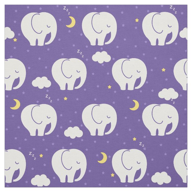 Tissu Bébé mignon éléphants sur étoiles arrière - plan (Échantillon)