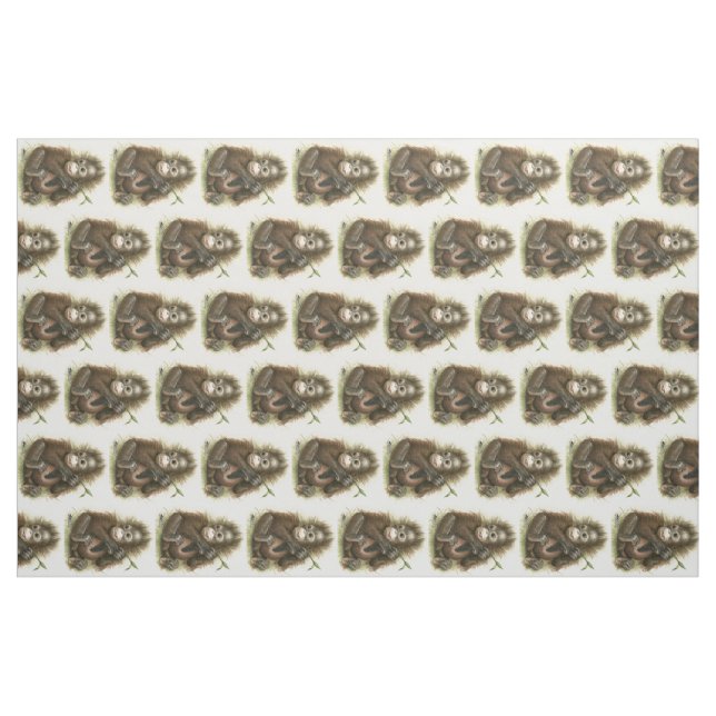 Tissu Bébé orang-outan avec des feuilles (Yard)