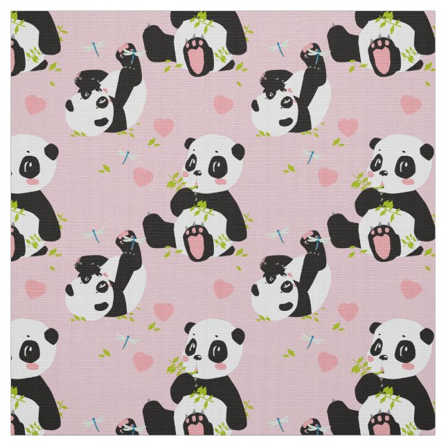 Tissu Bébé Panda Bear Pink (Échantillon)