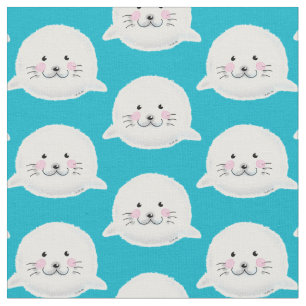 Tissu Bébé phoque pelucheux mignon