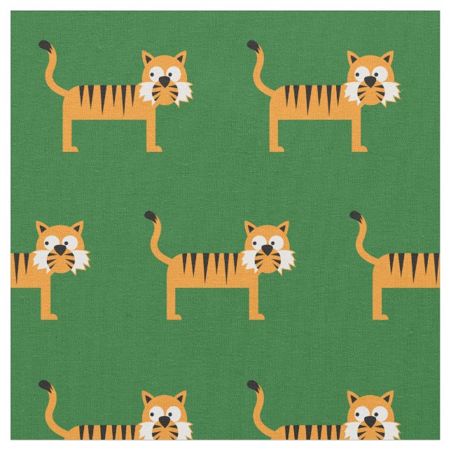 Tissu Bébé Tigre Mignon Crèche Vert Chat (Fermer)