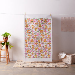 Tissu bébé vache western rose et poney