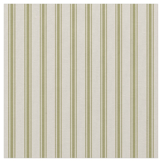 Tissu Beige et vert olive Classic Ticking Stripes (Fermer)