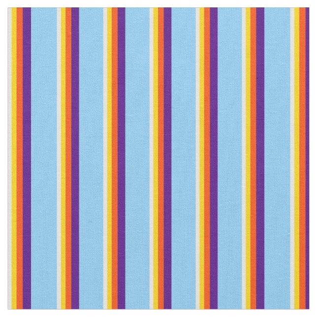 Tissu Beige, Jaune, Rouge, Indigo & Ciel clair Lignes bl (Fermer)