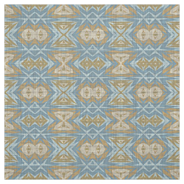Tissu Beige ocre Turquoise Bleu Éclectique Ethique (Échantillon)