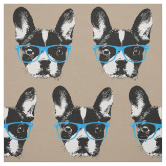 Tissu Beige ringard de motif de chien de hippie de