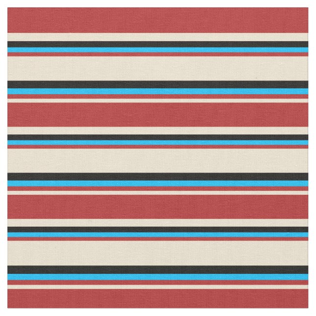 Tissu Beige, rouge, ciel profond, Bleu et noir (Fermer)