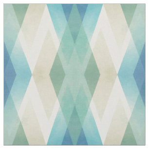 Tissu Beige Vert Bleu Blanc Turquoise Rhombus Motif
