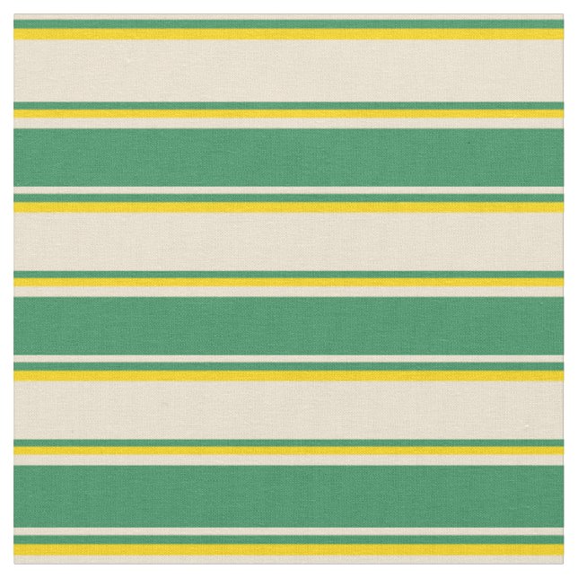 Tissu Beige, Vert mer et Motif rayé jaune (Fermer)