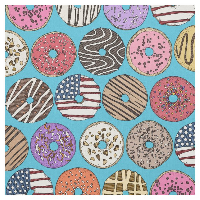 Tissu beignets américains bleu (Échantillon)