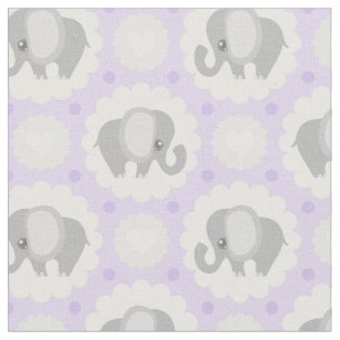 Tissu Bel éléphant de bébé dans le pourpre de lavand