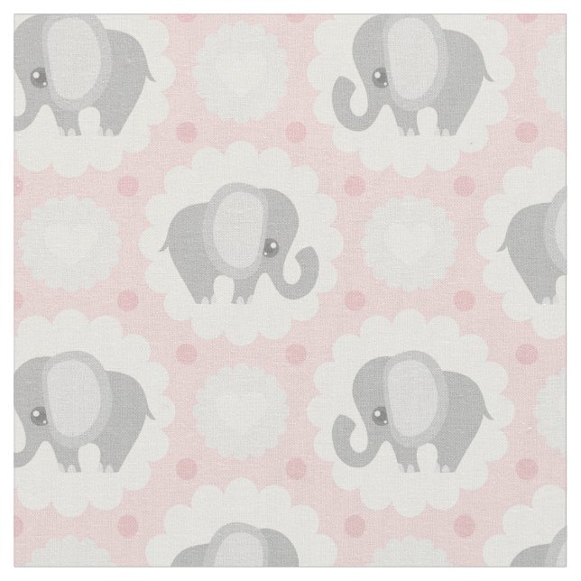 Tissu Bel éléphant de bébé dans le rose (Fermer)