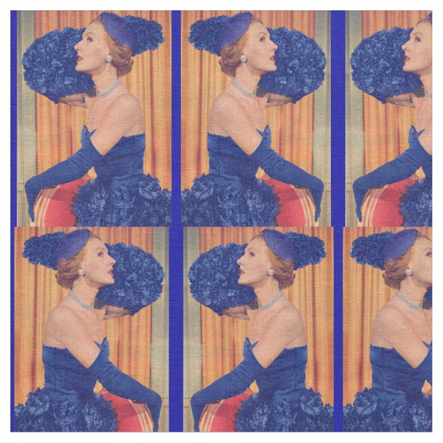 Tissu Belle année 1950 en bleu (Fermer)