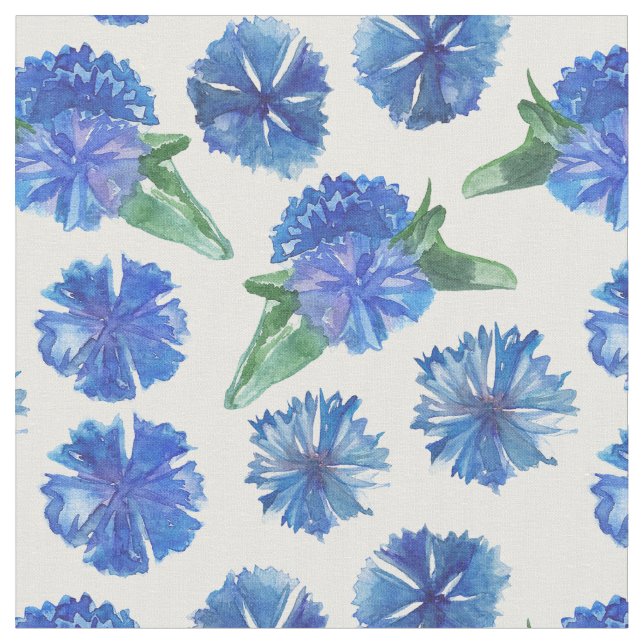 Tissu Belle aquarelle bleu cornfleurs (Fermer)