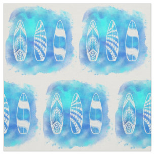 Tissu Belle aquarelle Bleue Eau Surfboards art