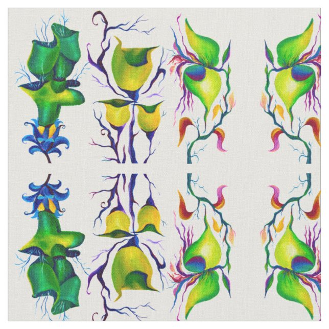 Tissu Belle aquarelle florale Couleurs vertes (Fermer)