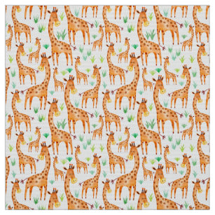 Tissu Belle Aquarelle Giraffe Animaux Enfants