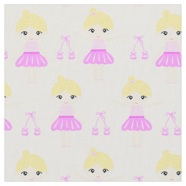 Tissu Belle ballerine blonde en robe rose (Fermer)