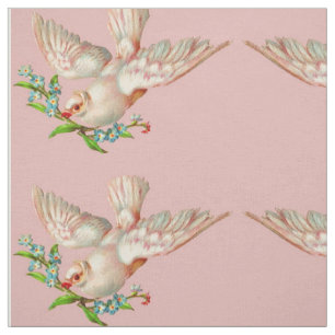 Tissu belle colombe blanche avec sprig dans la bouche
