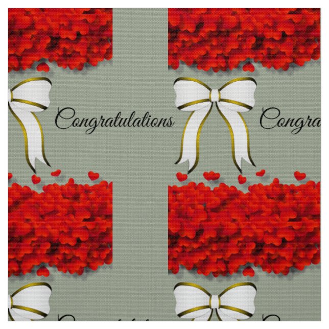 Tissu Belle élégante Motif de Coeurs avec Bow Blanc (Échantillon)