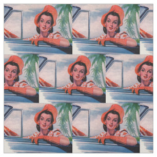 Tissu belle femme des années 1940 dans la voiture