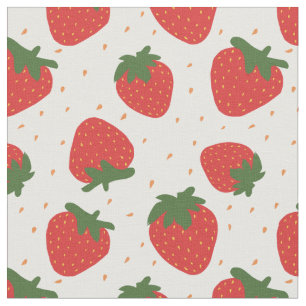 Tissu Belle fraises motifs jardin rouge blanc été