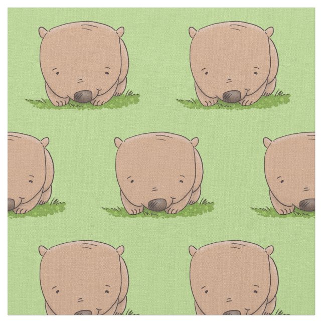 Tissu Belle illustration de dessin animé de bébé wombat (Fermer)