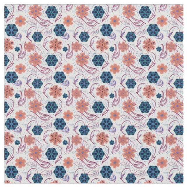 Tissu Belle motif moderne fleurie (Fermer)