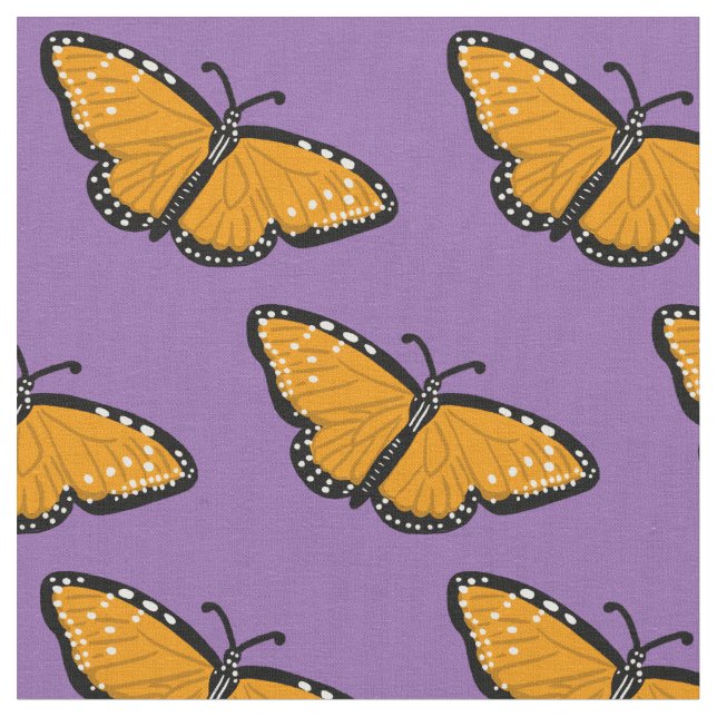 Tissu Belle Reine Papillons Motif orange violet (Fermer)