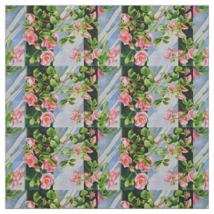 Tissu Belle rose rose rouge roses blanc aquarelle floral