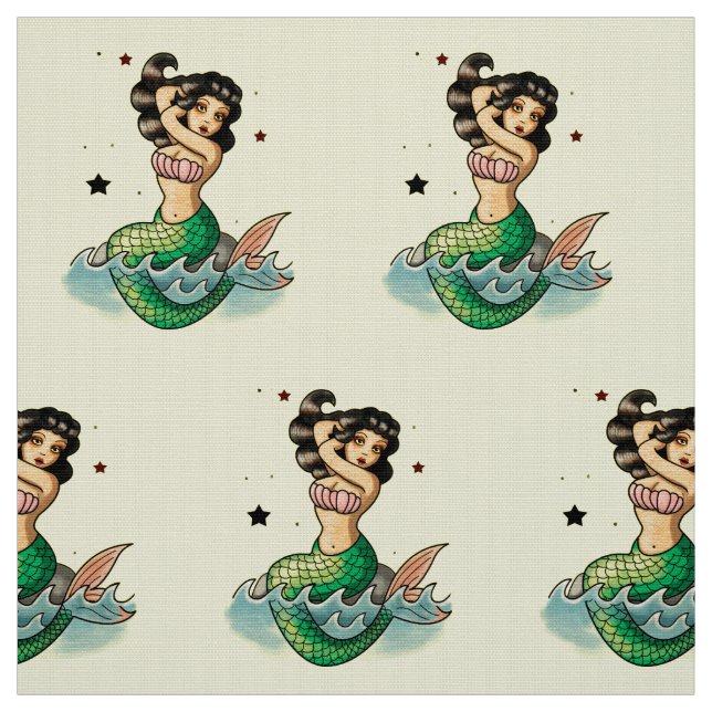 Tissu Belle sirène de vieille école (Échantillon)