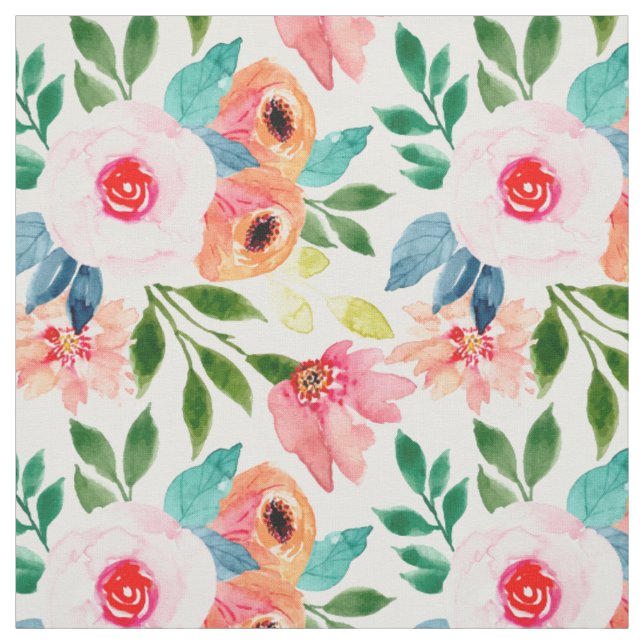 Tissu Belles fleurs d'aquarelle (Échantillon)