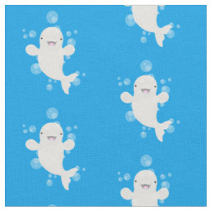 Tissu Béluga mignon bulles dessin de dessin animé