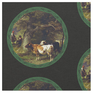 Tissu Berger et troupeau de vache à l'étang