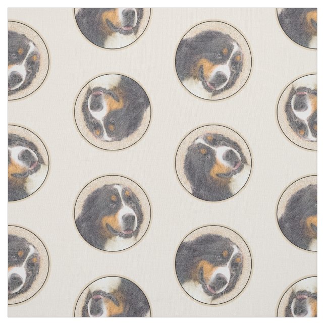 Tissu Bernese Mountain Dog Berner Peinture de mignons an (Échantillon)