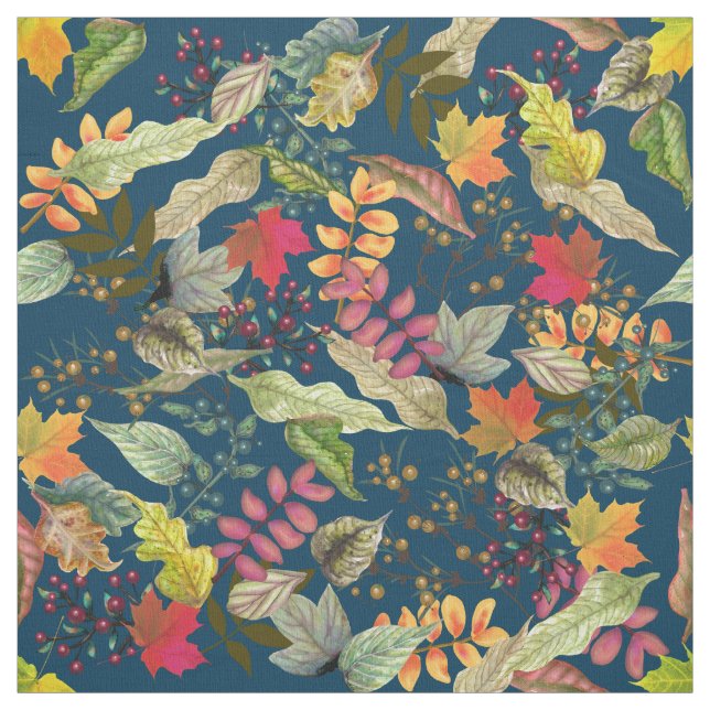 Tissu Berries et Feuilles | Couleurs d'automne (Échantillon)