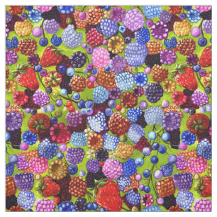 Tissu Berries Fraises Blueberries Framboises