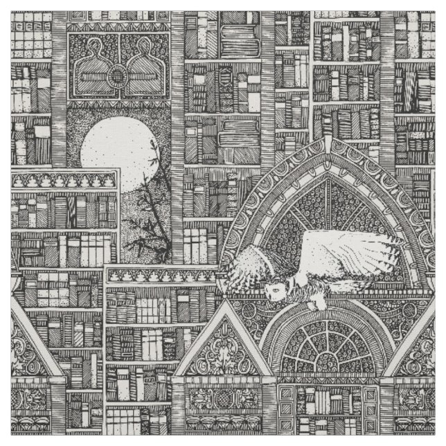 Tissu bibliothèque de minuit noir Fabric (Échantillon)